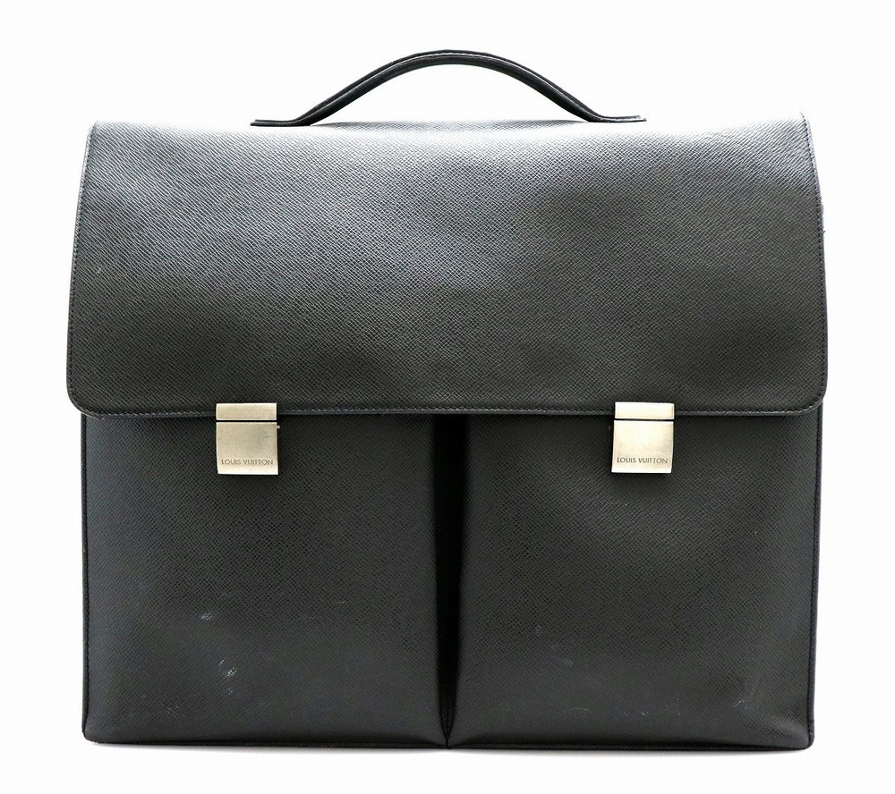 Louis Vuitton Taiga Kazan Bag Business Briefcase Leather Ardoise Black